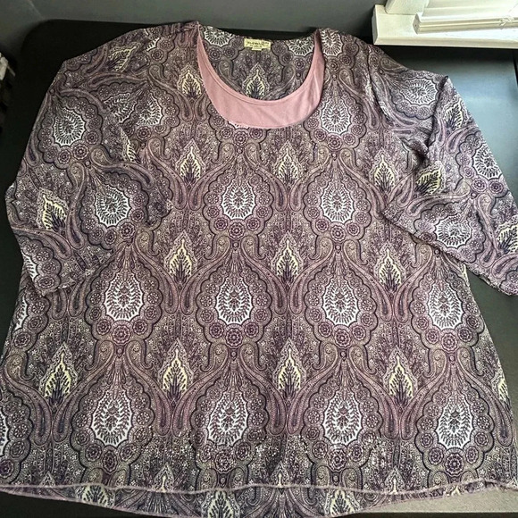 One World Women’s 2X Sparkle Dual Blouse‎ Bohemian Fairycore Colorful Grunge - Picture 1 of 13